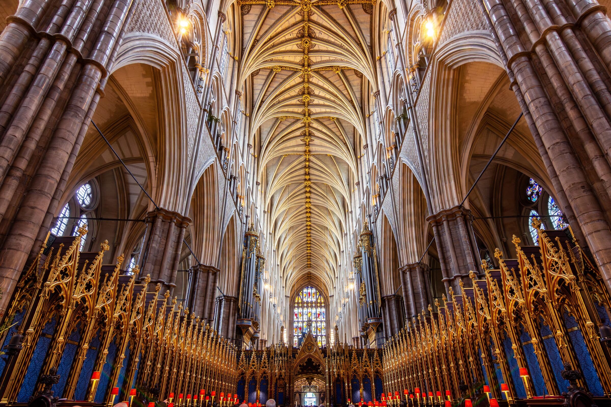 The nave and choir of Westminster Abbey